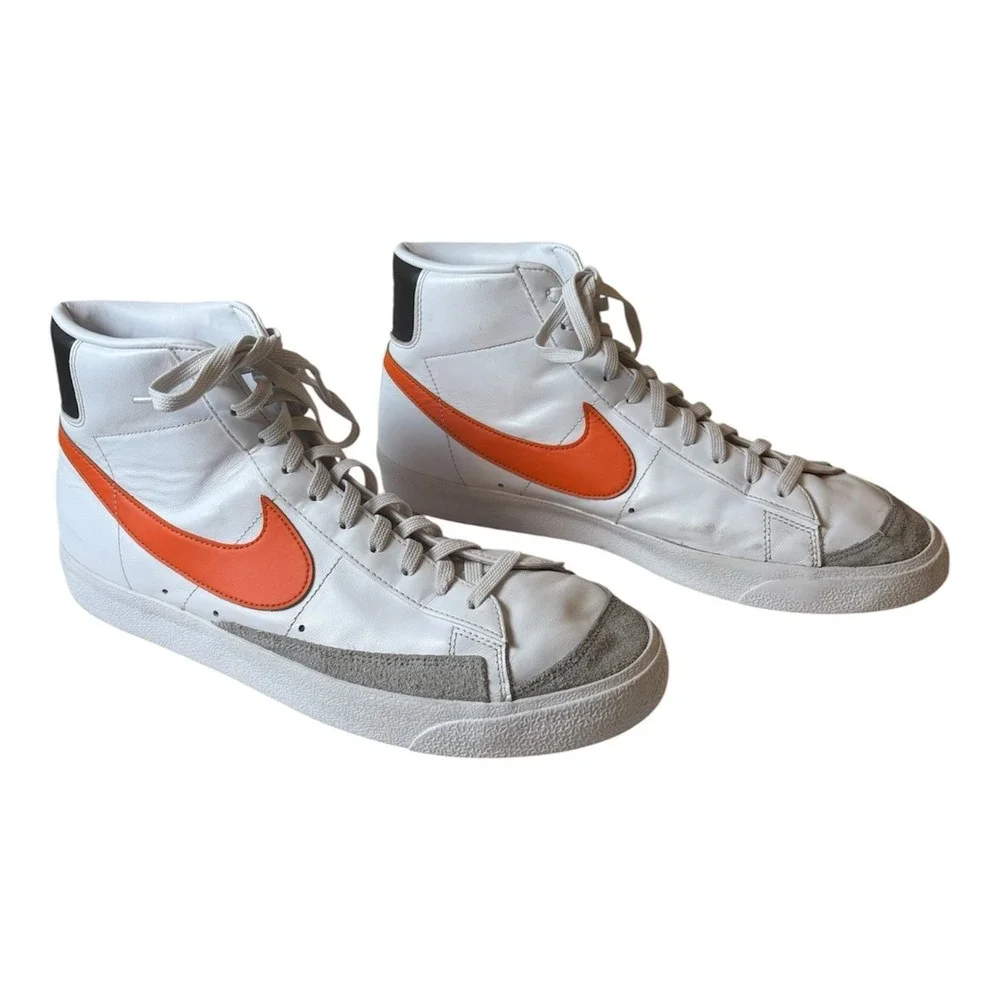 Nike Men's Blazer Sneakers White Mantra Orange Swoosh Size14 Basketball